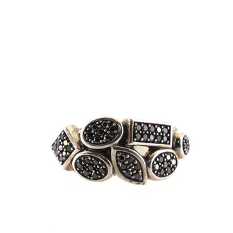 David Yurman Two Row Confetti Cable Ring Sterling Silver with Black Diamonds