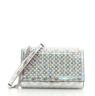 Christian Louboutin Paloma Clutch Spiked Holographic Leather