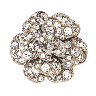 Chanel CC Camellia Brooch Crystal Embellished Metal