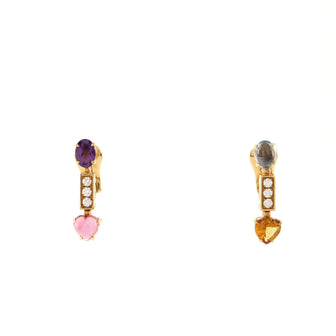Bvlgari Allegra Pendant Drop Earrings 18K Yellow Gold with Amethyst, Citrine, Topaz, Tourmaline, and Pave Diamonds Short