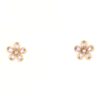Tiffany & Co. Sparklers Flower Stud Earrings 18K Rose Gold with Amethyst and Diamond