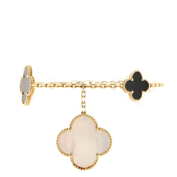Van Cleef & Arpels Magic Alhambra 5 Motifs Bracelet 18K Yellow Gold with Mother of Pearl and Onyx