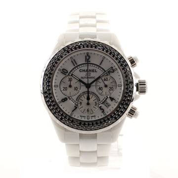 Chanel J12 Chronograph Automatic Watch Ceramic and Stainless Steel with Diamond Bezel 41