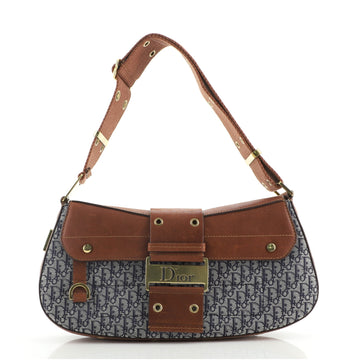 Christian Dior Vintage Street Chic Columbus Bag Diorissimo Canvas with Leather Medium