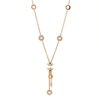 Bvlgari B.Zero1 3 Charm Necklace 18K Rose Gold and Ceramic and Diamonds