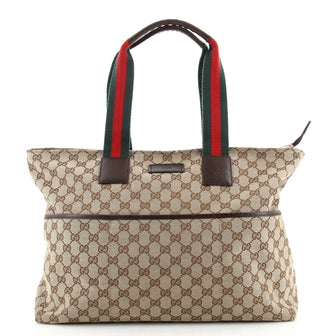 Gucci Diaper Web Strap Tote GG Canvas Large