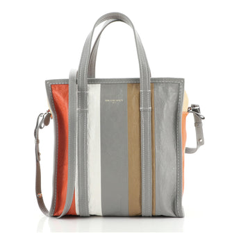 Balenciaga Bazar Convertible Tote Striped Leather Small