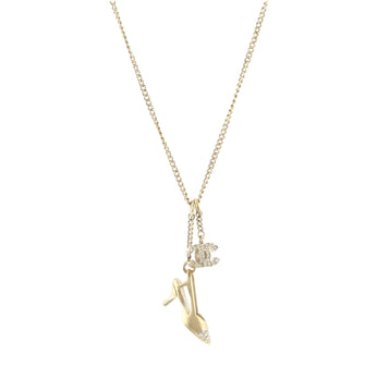Chanel CC and Shoe Pendant Necklace Metal with Rhinestones