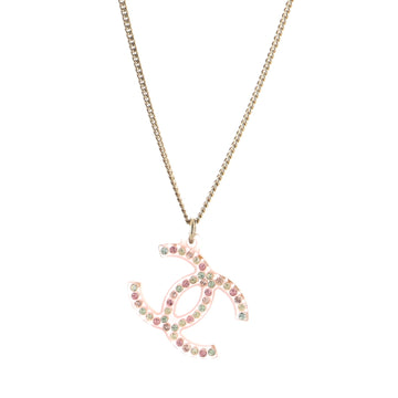 Chanel Multicolor CC Pendant Necklace Metal with Rhinestones and Acrylic