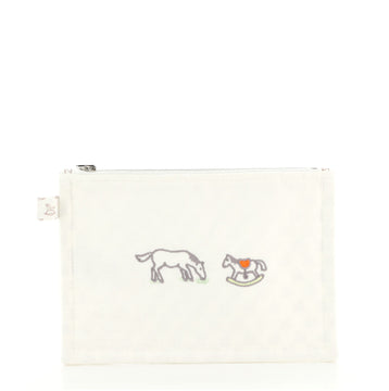 Hermes Flat Yachting Pouch Embroidered Toile PM