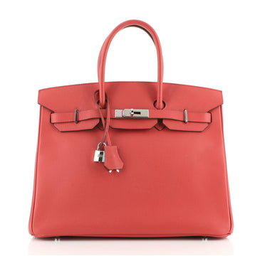 Hermes Birkin Handbag Red Epsom with Palladium Hardware 35