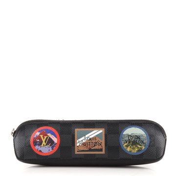 Louis Vuitton Elizabeth Pencil Pouch Alps Patches Damier Graphite and Leather