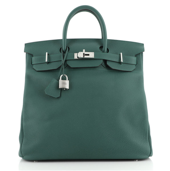 Hermes HAC Birkin Bag Green Togo with Palladium Hardware 40 Green
