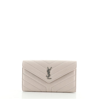 Saint Laurent Loulou Flap Wallet Matelasse Chevron Leather Large