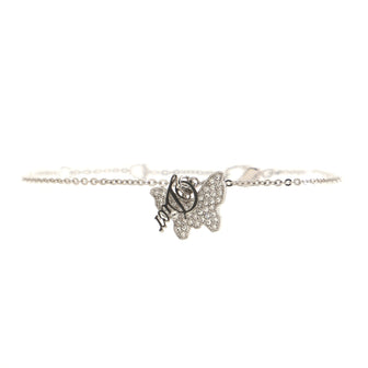Christian Dior Butterfly Charm Bracelet Crystal Embellished Metal