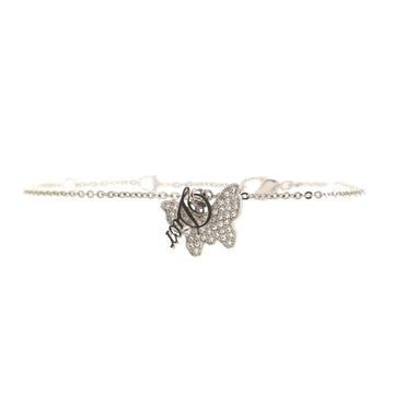Christian Dior Butterfly Charm Bracelet Crystal Embellished Metal