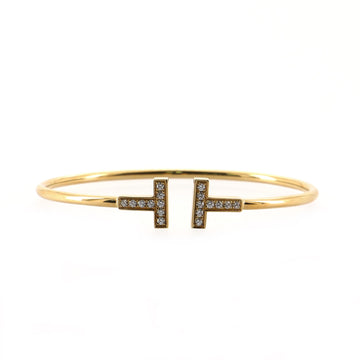 Tiffany & Co. T Wire Bracelet 18K Yellow Gold with Diamonds Narrow