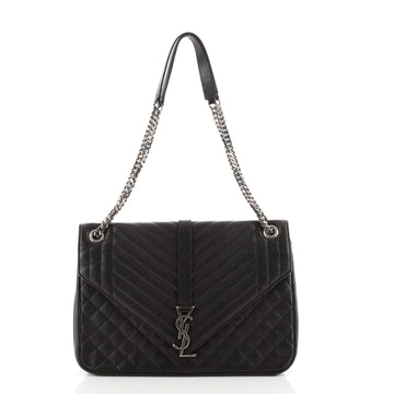 Saint Laurent Classic Monogram Slouchy Envelope Satchel Quilted Leather Large