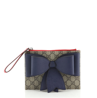 Gucci Children's Bow Wristlet Pouch GG Coated Canvas
