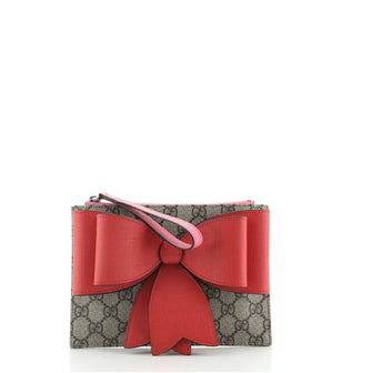 Gucci Bow Kid's Clutch GG Coated Canvas with Leather