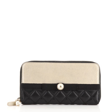Chanel Pearl Zip Wallet Lambskin Long