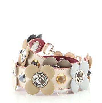 Fendi F is Studded Flower Strap You Shoulder Strap Embellished Leather
