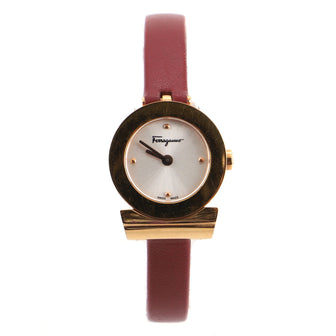 Salvatore Ferragamo Gancino Bracelet Quartz Watch Plated Stainless Steel and Leather 22