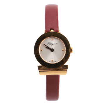 Salvatore Ferragamo Gancino Bracelet Quartz Watch Plated Stainless Steel and Leather 22