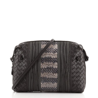 Bottega Veneta Nodini Crossbody Bag Intrecciato Nappa and Snakeskin Small