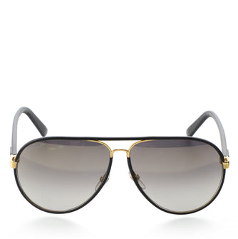 Gucci Logo Aviator Sunglasses Leather