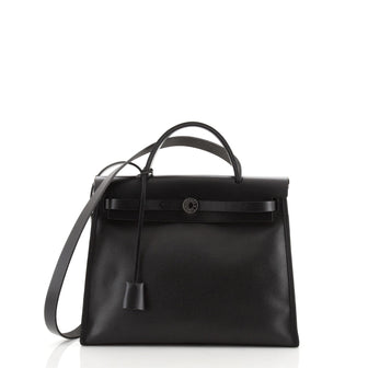 Hermes Herbag Zip Leather and Berline Vache Canvas 31