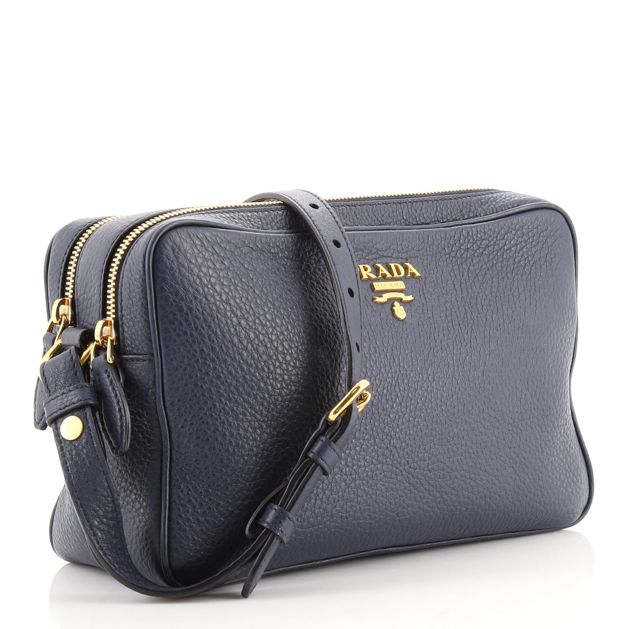 Prada Double Zip Camera Bag Vitello Daino Blue 782051