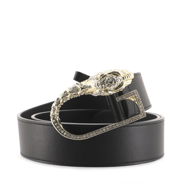 Gucci Tiger Head G Buckle Belt Leather with Crystal Embellished Metal Medium