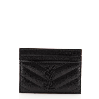 Saint Laurent Classic Monogram Card Holder Matelasse Chevron Leather
