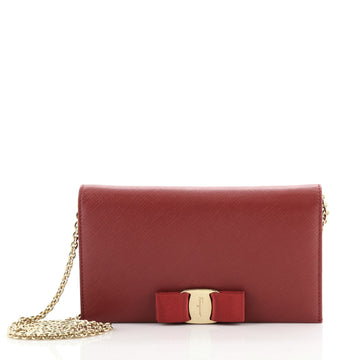 Salvatore Ferragamo Miss Vara Chain Wallet Saffiano Leather