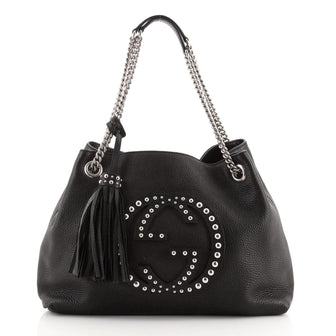 Gucci Soho Chain Strap Shoulder Bag Studded Leather Medium