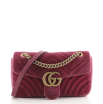 Gucci GG Marmont Flap Bag Matelasse Velvet Small