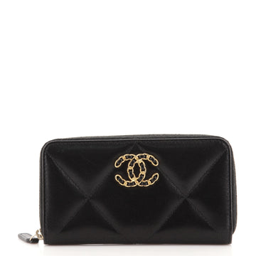 Chanel 19 Zip Around Wallet Quilted Lambskin Long