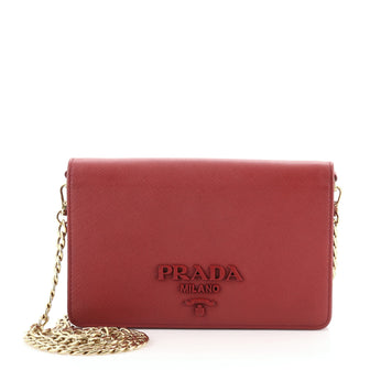 Prada Chain Wallet Crossbody Saffiano Leather