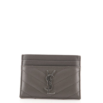 Saint Laurent Classic Monogram Card Holder Matelasse Chevron Leather