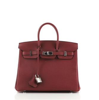 Hermes Birkin Handbag Red Togo with Palladium Hardware 25