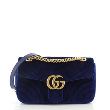 Gucci GG Marmont Flap Bag Matelasse Velvet Small