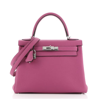Hermes Kelly Handbag Pink Togo with Palladium Hardware 28