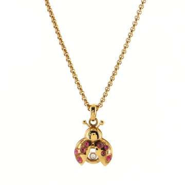 Chopard Happy Ladybug Pendant Necklace 18K Rose Gold with Diamonds