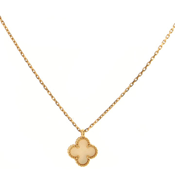Van Cleef & Arpels Sweet Alhambra Pendant Necklace 18K Yellow Gold and Mother of Pearl