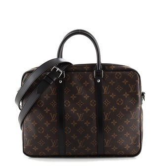 Louis Vuitton Porte-Documents Voyage Briefcase Macassar Monogram Canvas PM