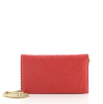 Salvatore Ferragamo Bonnie Chain Wallet Embossed Leather