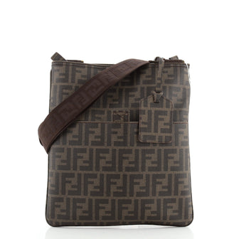 Fendi Front Pocket Messenger Bag Zucca Coated Canvas Medium