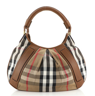 Burberry Phoebe Hobo House Check Canvas and Leather