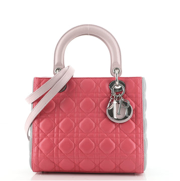 Christian Dior Tricolor Lady Dior Bag Cannage Quilt Leather Medium
